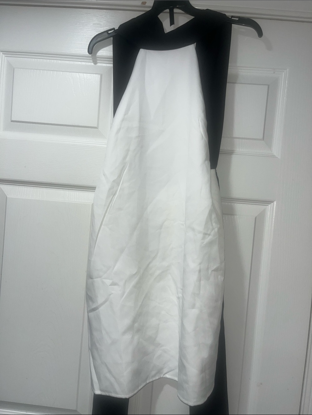 Black and White Halter Dress with Center White Panel